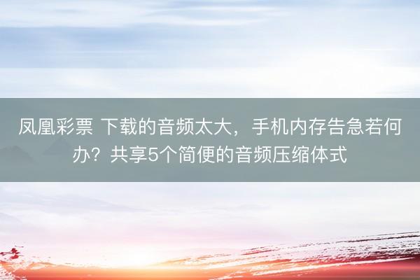 凤凰彩票 下载的音频太大，手机内存告急若何办？共享5个简便的音频压缩体式