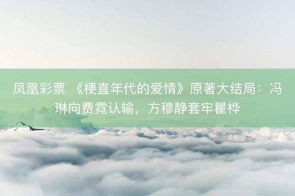 凤凰彩票 《梗直年代的爱情》原著大结局：冯琳向费霓认输，方穆静套牢瞿桦
