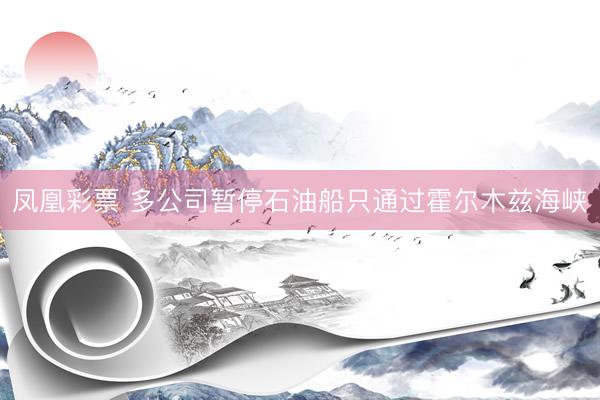 凤凰彩票 多公司暂停石油船只通过霍尔木兹海峡