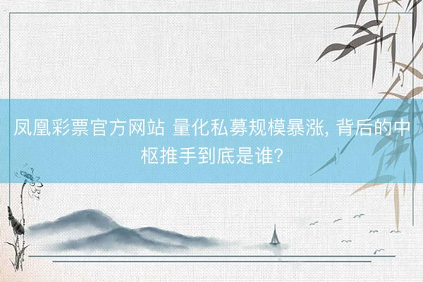 凤凰彩票官方网站 量化私募规模暴涨, 背后的中枢推手到底是谁?