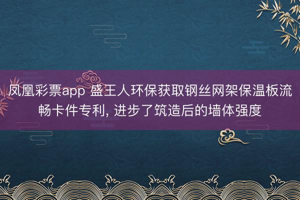 凤凰彩票app 盛王人环保获取钢丝网架保温板流畅卡件专利, 进步了筑造后的墙体强度